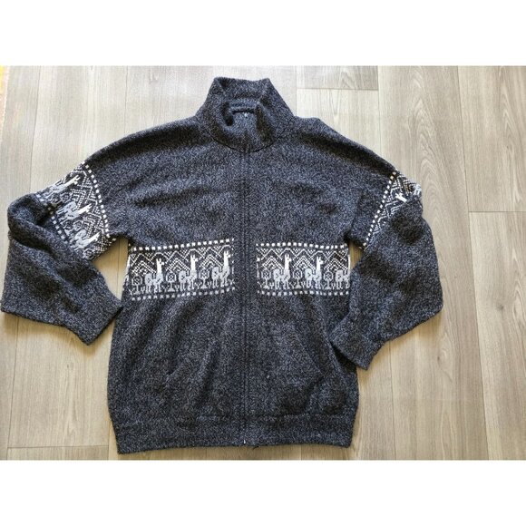 Vintage Alpaca Wool Jacket Sweater  CardigsnZip-Up Front For Men Size L - Picture 1 of 5